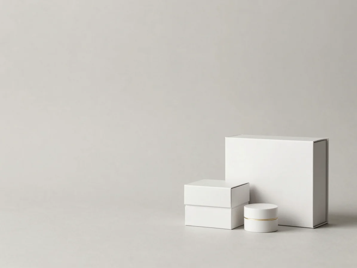 Elegant gift boxes and aesthetic desktop objects, clean commercial product photography, soft studio lighting, neutral mi